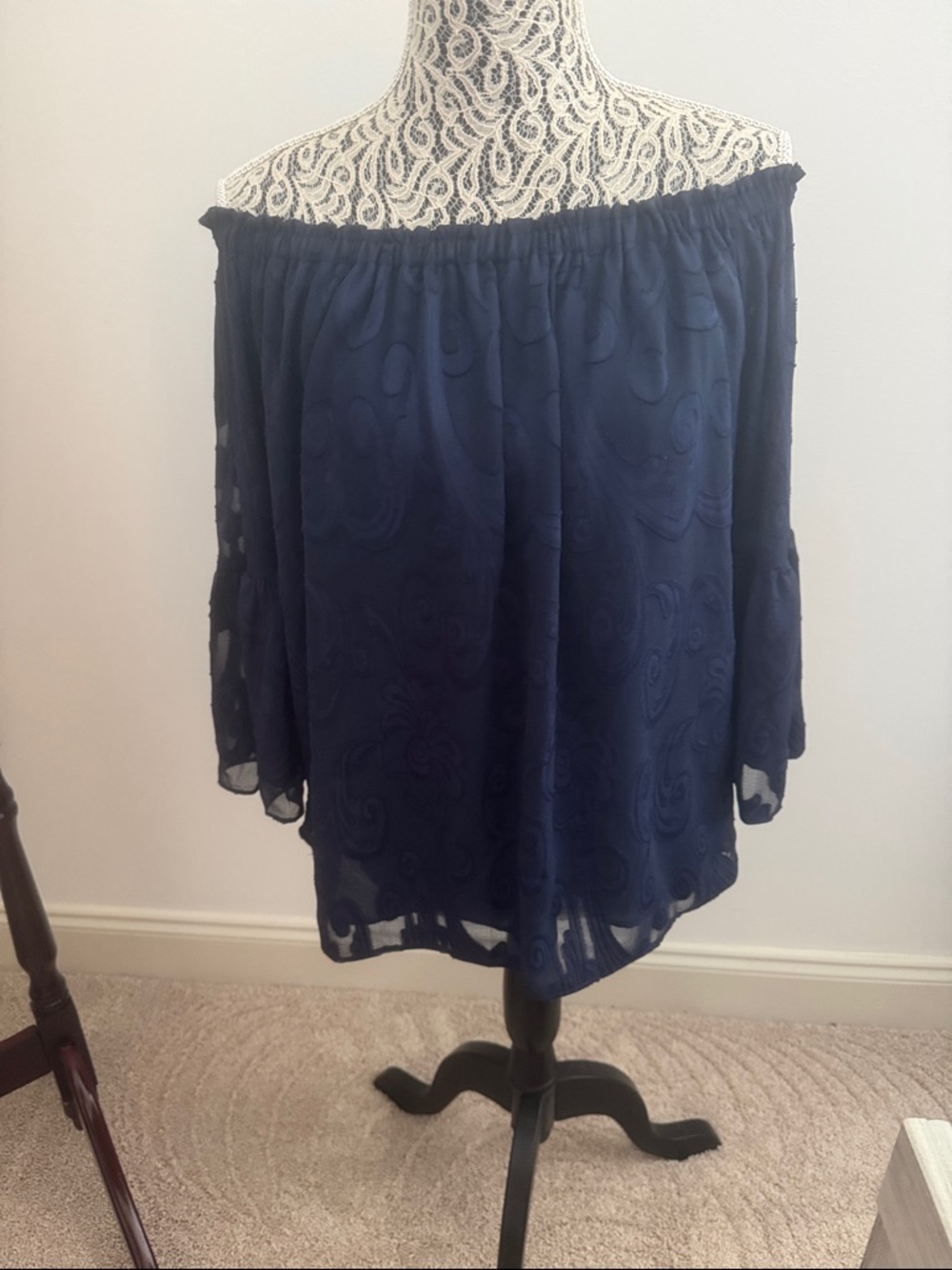 Lilly Pulitzer Off-the-Shoulder Navy Women’s Shirt